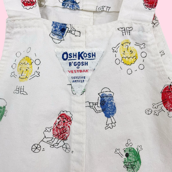 90S OSHKOSH B'GOSH THUMBPRINT OVERALLS (3T)