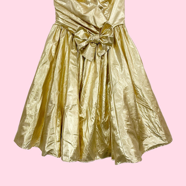 80S LORALIE GOLD STRAPLESS PARTY DRESS (6)