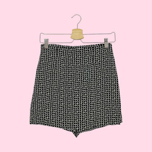 BLACK + CREAM PRINTED RAYON MINI SKORT (26)