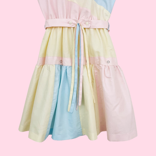 80S OSCAR DE LA RENTA PASTEL DRESS (XS/S)