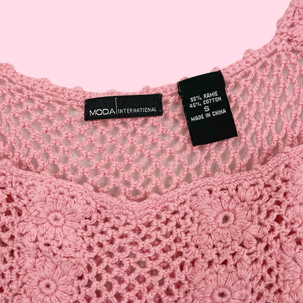DUSTY PINK CROCHET TANK (S)