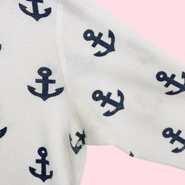 Y2K Anchor Print Rhinestone Thermal Top (L/XL)