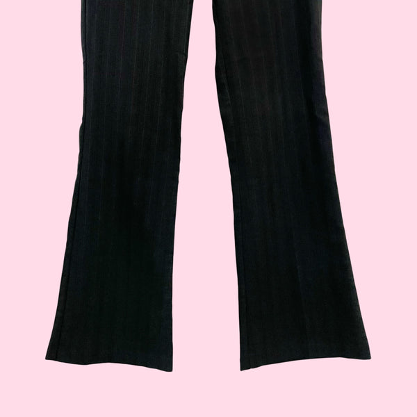 Y2K BLACK STRIPED LOW RISE OFFICE PANTS (3)