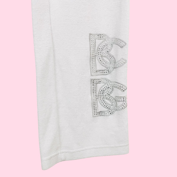 BCBG WHITE TERRY CLOTH TRACK PANTS (S)