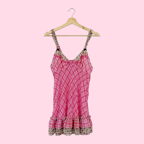 BETSEY JOHNSON PLAID FLORAL BABYDOLL (M)