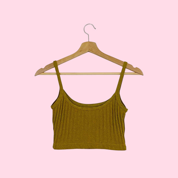 DARK MUSTARD KNIT CROP TOP (S)