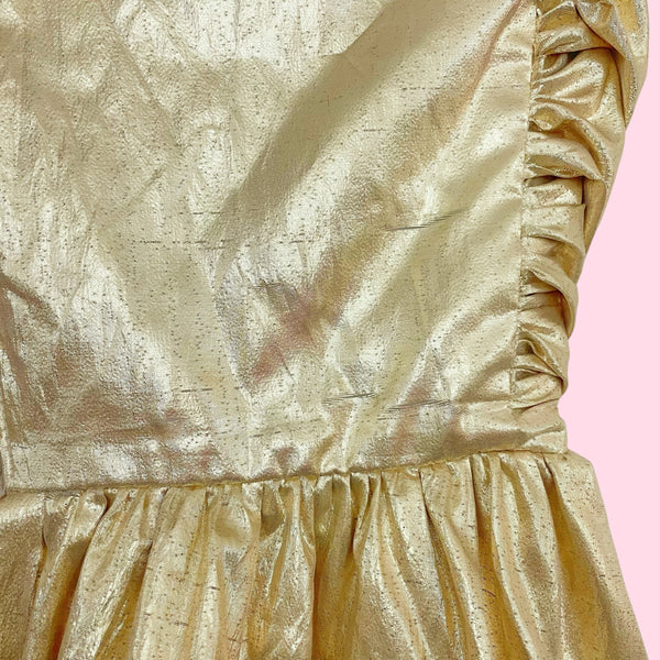 80S LORALIE GOLD STRAPLESS PARTY DRESS (6)