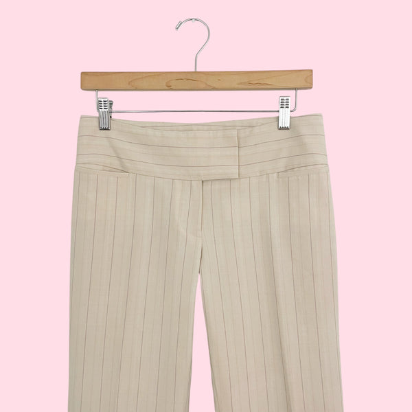 Cream + Burgundy Pinstripe Office Pants (2)