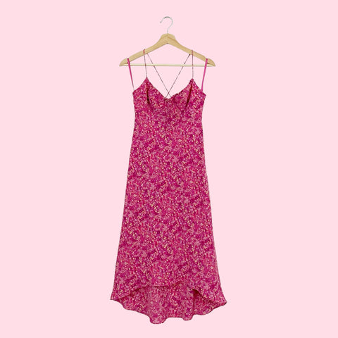 PINK FLORAL MIDI DRESS (S)