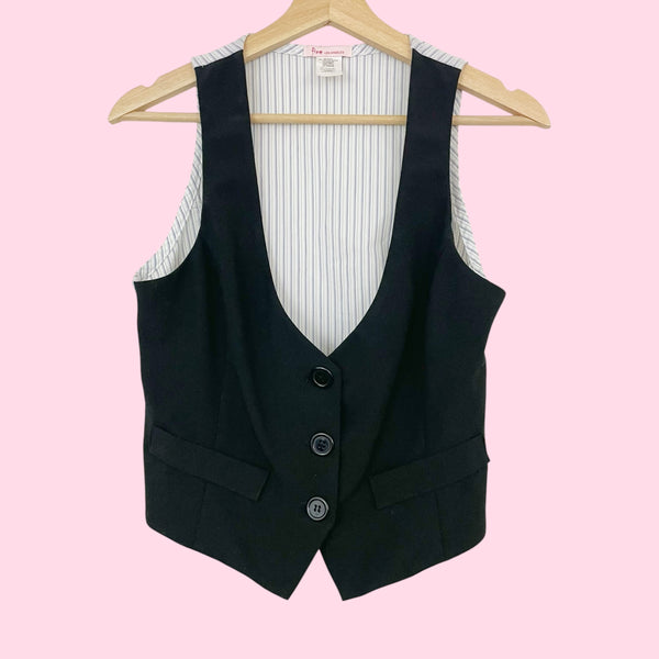 BLACK + PINSTRIPE VEST (M)
