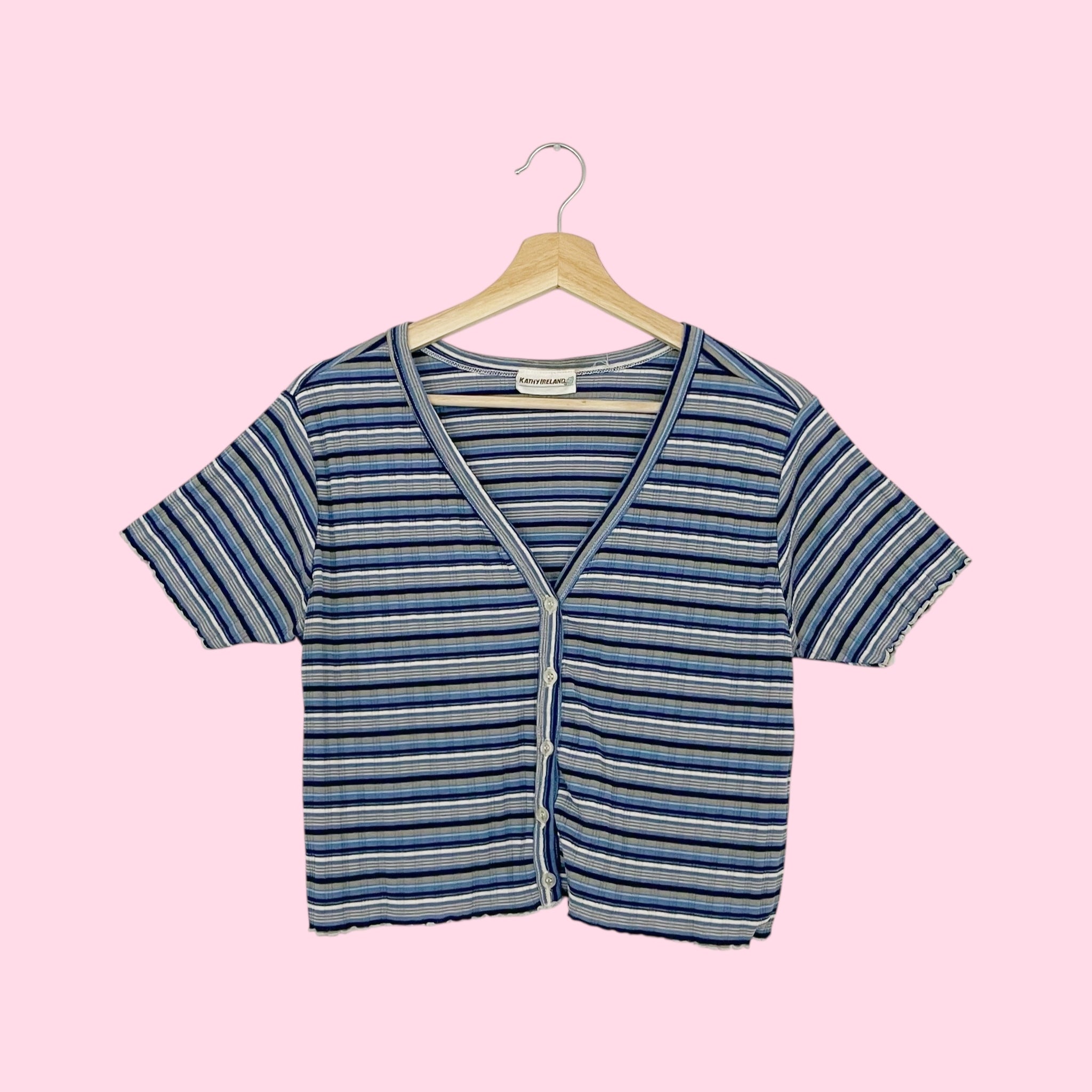 STRIPED RIBBED TEE (L)