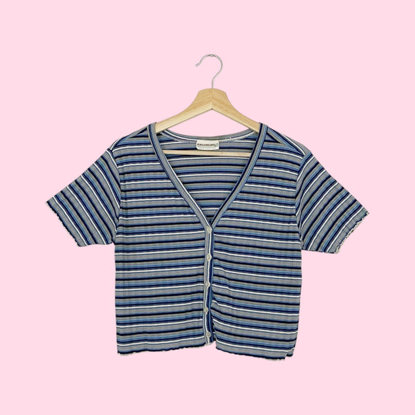 STRIPED RIBBED TEE (L)