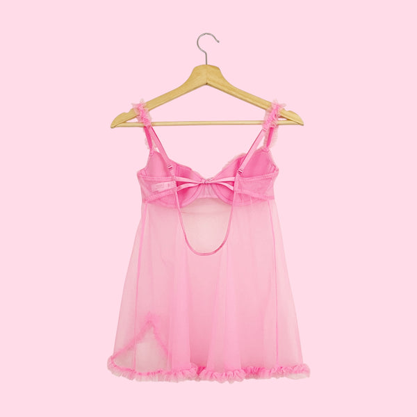 VICTORIA'S SECRET BUBBLEGUM MESH BABYDOLL (34C)