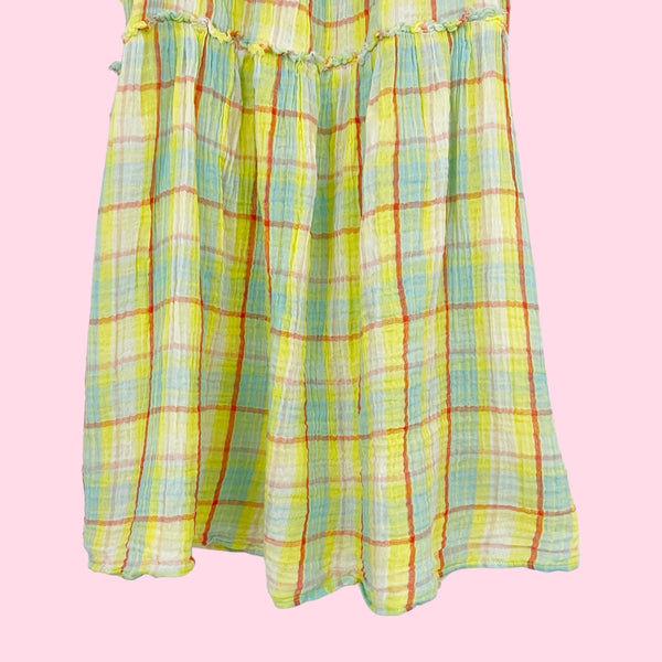 ANTHROPOLOGIE PLAID GUAZE MINI DRESS (S)