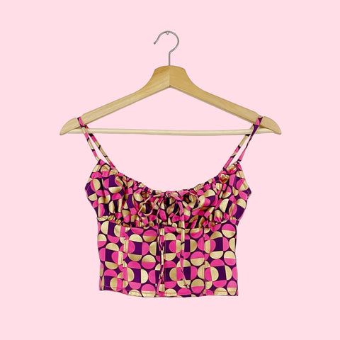 GEOMETRIC MILKMAID CROP TOP (XS/S)