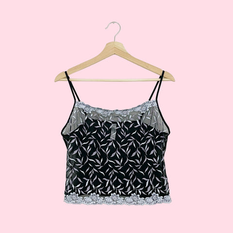 EMBROIDERED MESH TANK TOP (L)