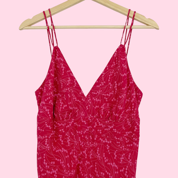 ESPRIT RED + PINK FLORAL MIDI DRESS (6)
