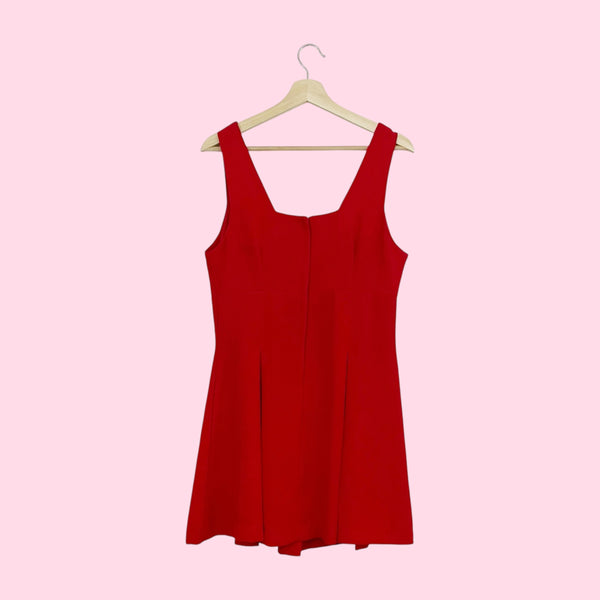 RED PLEATED MINI DRESS (M)