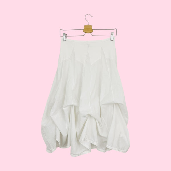 LUNA LUZ WHITE COTTON TIE UP MIDI SKIRT (S)