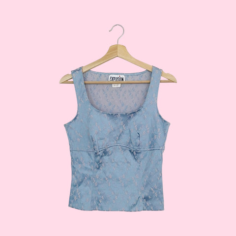 BLUE FLORAL JACQUARD TANK (M)