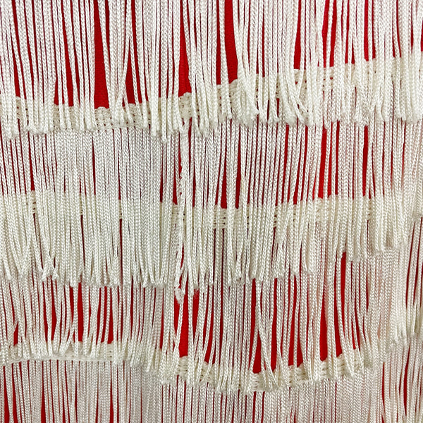 RED + WHITE FRINGE FLAPPER DRESS (S/M)