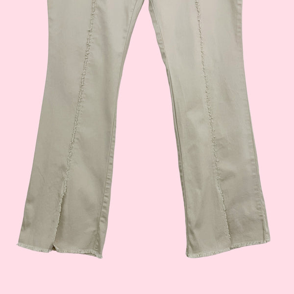 TAN BOOTCUT PANTS W/ FRAYED SEAMS (18)