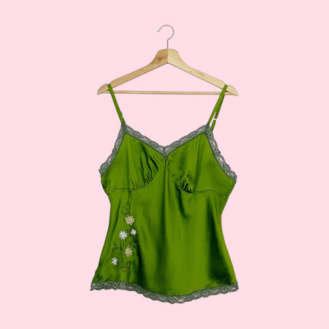 FLORAL EMBROIDERED SILK TANK (XL)