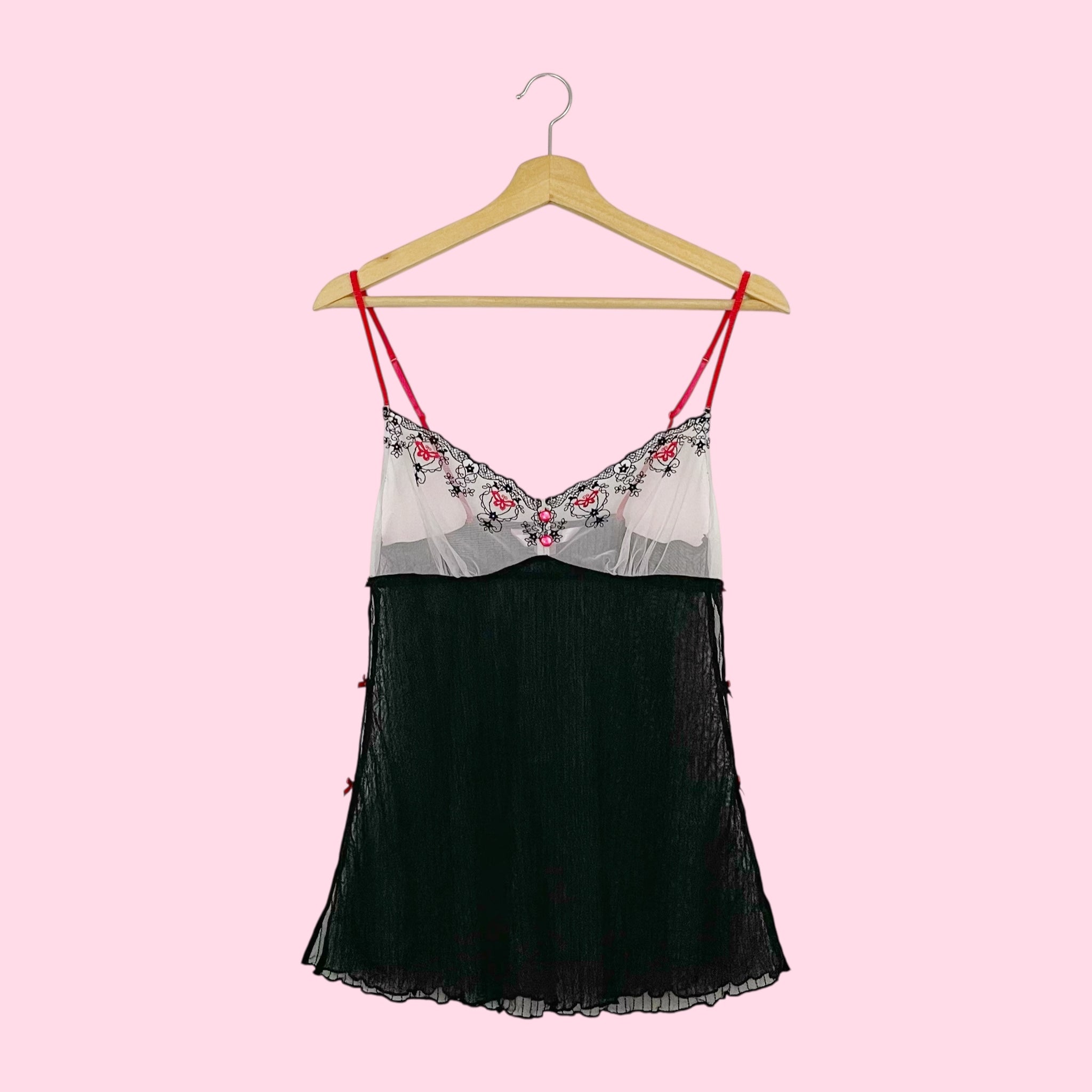 VICTORIA'S SECRET EMBROIDERED MESH BABYDOLL (M)