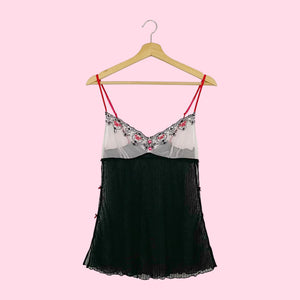 VICTORIA'S SECRET EMBROIDERED MESH BABYDOLL (M)