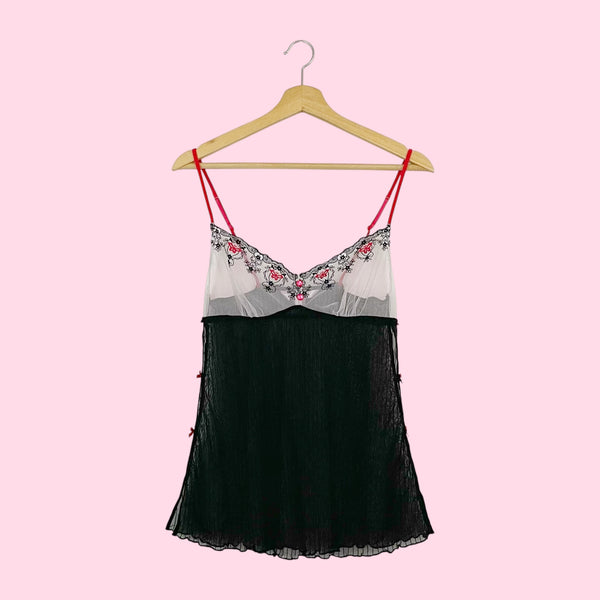 VICTORIA'S SECRET EMBROIDERED MESH BABYDOLL (M)