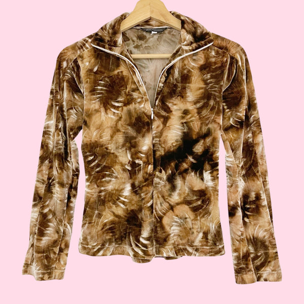 SKEA SHIMMIES BROWN TIE DYE VELVET TOP (S)