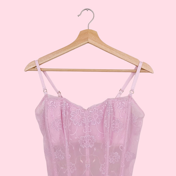 PINK METALLIC FLORAL CORSET (36B)