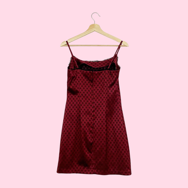BURGUNDY JACQUARD MINI DRESS (S)