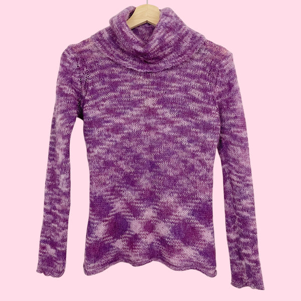 PURPLE MOHAIR BLEND TURTLENECK SWEATER (S)