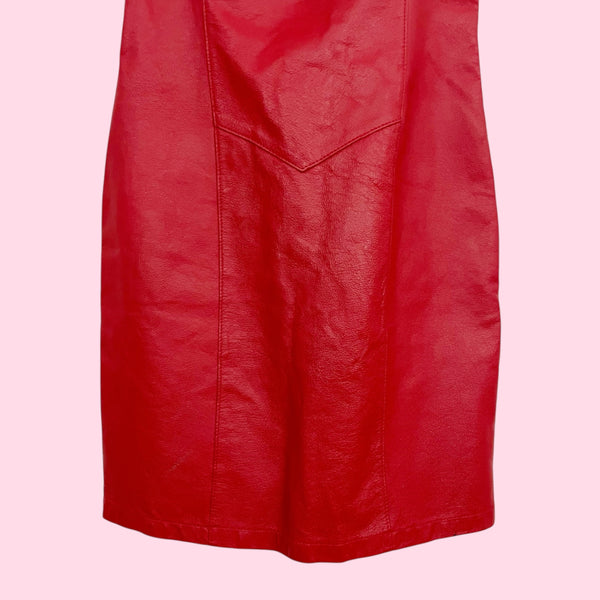 RED LEATHER MINI DRESS (2)