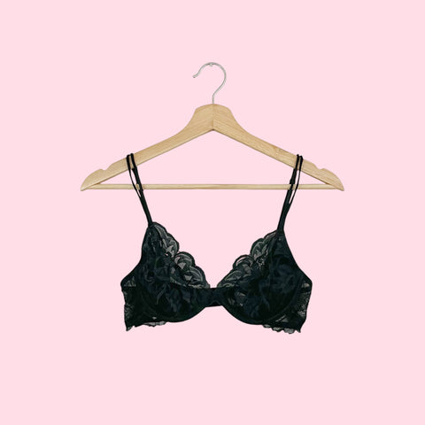 VICTORIA'S SECRET DARK GRAY LACE BRA (34C)