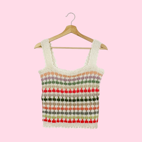 70S STRIPED KNIT TANK TOP (S/M)