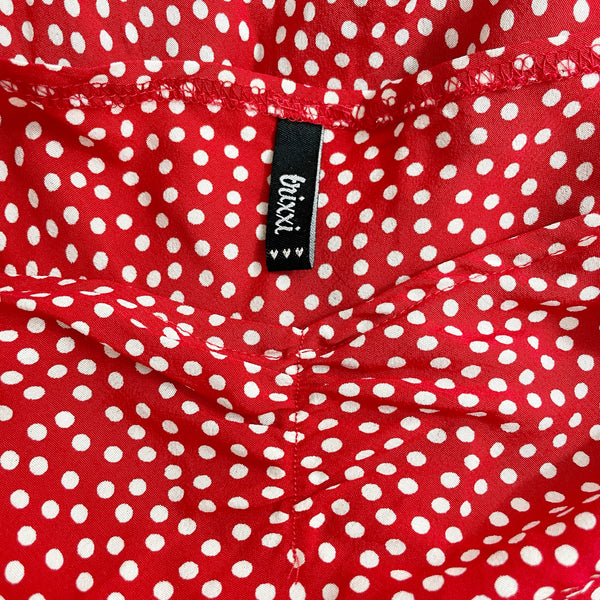 RED + WHITE POLKA DOT MIDI DRESS (XS)