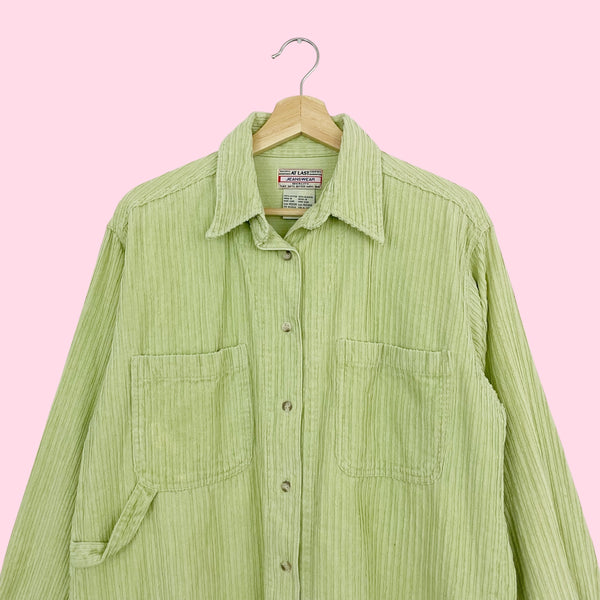 LIGHT GREEN CORDUROY OVERSIZED SHIRT (M)