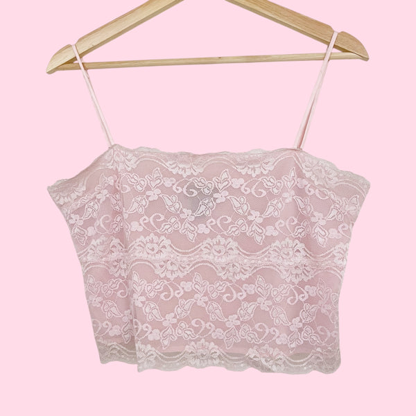 LIGHT PINK LACE TANK (M)