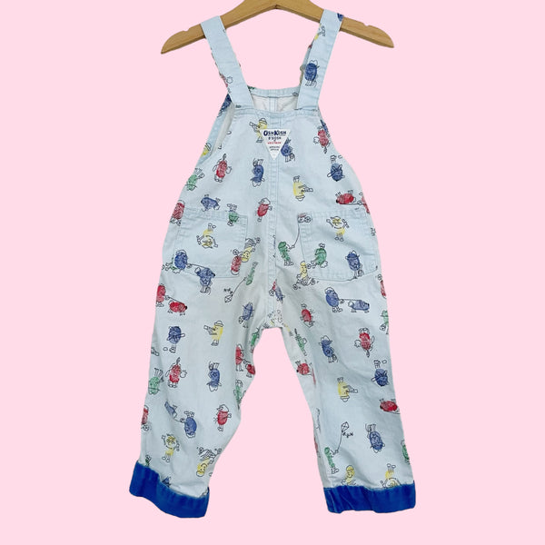 90S OSHKOSH B'GOSH THUMBPRINT OVERALLS (2T)
