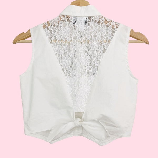 LACE PANEL WESTERN CROP TOP (S)