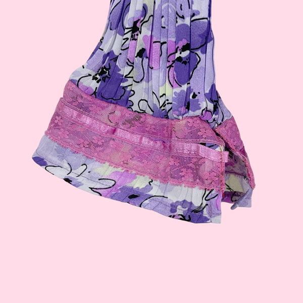 LAVENDER FLORAL PLEATED BLOUSE (S/M)