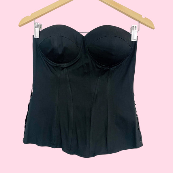Black Corset Top w/ Lace Up Side Detail (M/L)