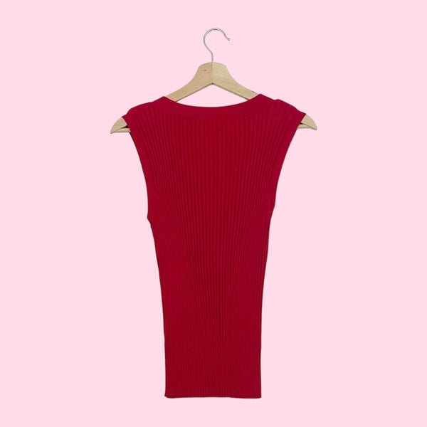 RED RIBBED KNIT TANK TOP (M/L)
