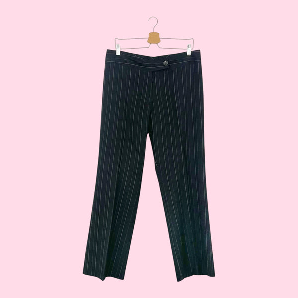 Y2K Black + Pink Pinstripe Office Pants (XL)