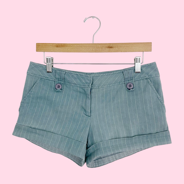 Y2K Blue Pinstripe Low Rise Shorts (S/M)