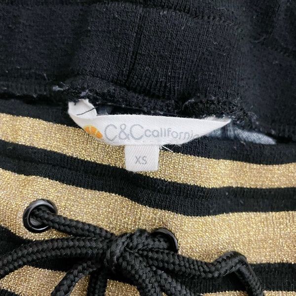 C&C CALIFORNIA BLACK VELOUR TRACK PANTS (XS)