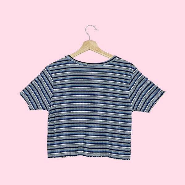 STRIPED RIBBED TEE (L)