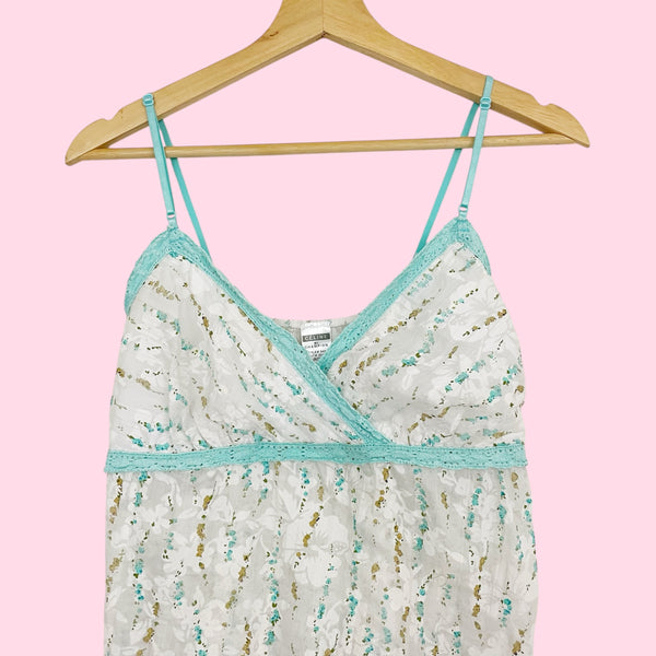 Y2K Floral Cotton Tie Back Tank (M)